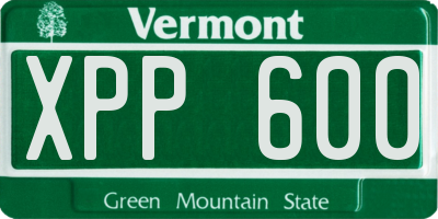 VT license plate XPP600