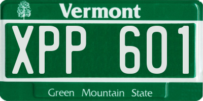 VT license plate XPP601