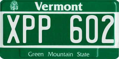 VT license plate XPP602