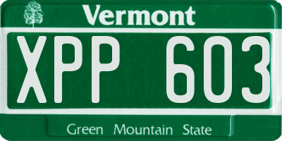 VT license plate XPP603