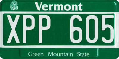 VT license plate XPP605
