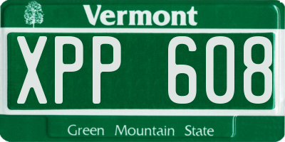VT license plate XPP608