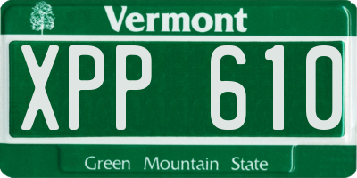 VT license plate XPP610