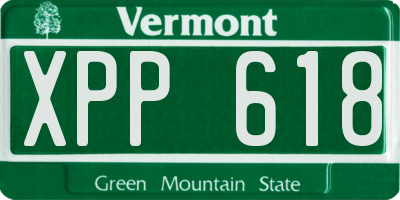 VT license plate XPP618