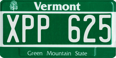 VT license plate XPP625