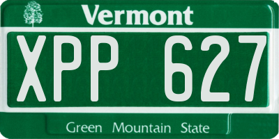 VT license plate XPP627