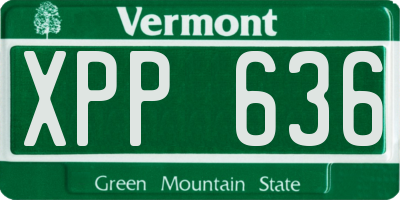 VT license plate XPP636