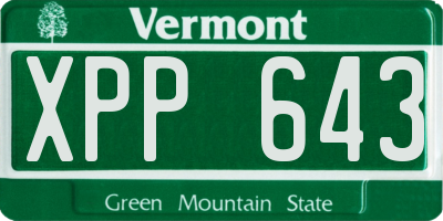 VT license plate XPP643