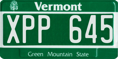 VT license plate XPP645