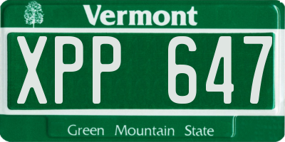 VT license plate XPP647