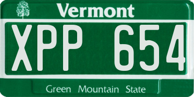 VT license plate XPP654