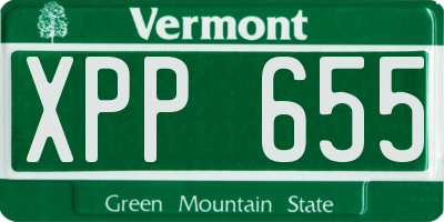 VT license plate XPP655
