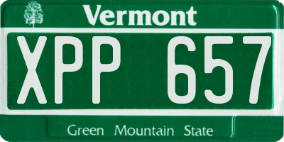VT license plate XPP657
