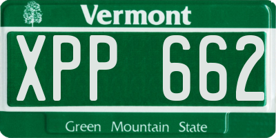 VT license plate XPP662