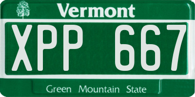 VT license plate XPP667