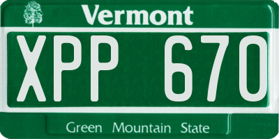 VT license plate XPP670
