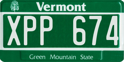 VT license plate XPP674