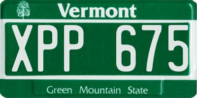 VT license plate XPP675
