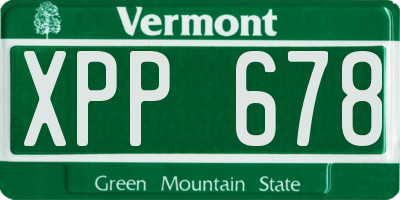 VT license plate XPP678