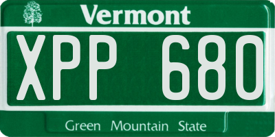 VT license plate XPP680