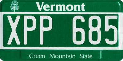 VT license plate XPP685