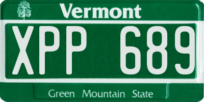 VT license plate XPP689