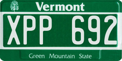VT license plate XPP692