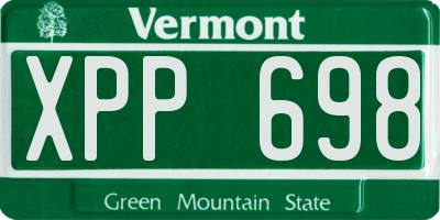 VT license plate XPP698