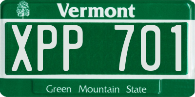 VT license plate XPP701