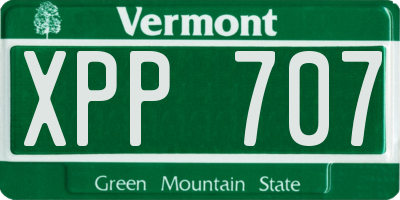 VT license plate XPP707