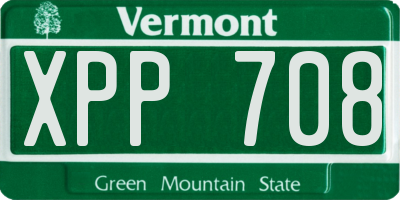 VT license plate XPP708