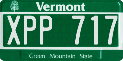 VT license plate XPP717