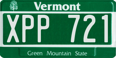 VT license plate XPP721