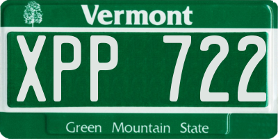 VT license plate XPP722