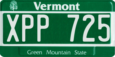VT license plate XPP725