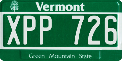 VT license plate XPP726