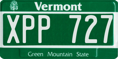 VT license plate XPP727