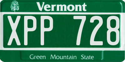 VT license plate XPP728