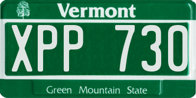 VT license plate XPP730