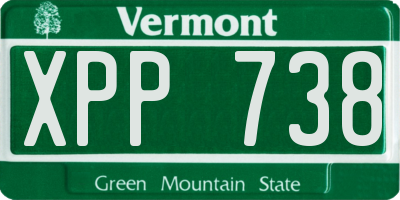 VT license plate XPP738