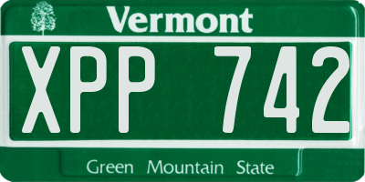 VT license plate XPP742