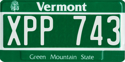 VT license plate XPP743