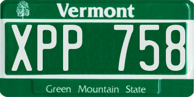 VT license plate XPP758