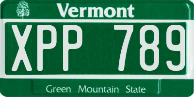 VT license plate XPP789