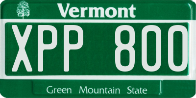 VT license plate XPP800