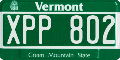 VT license plate XPP802