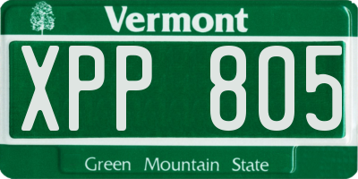 VT license plate XPP805