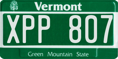 VT license plate XPP807