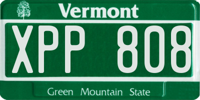 VT license plate XPP808