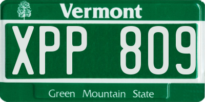 VT license plate XPP809